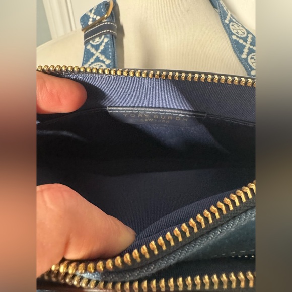 Tory Burch Blue Denim Crossbody Bag with Patterned Strap with garmet bag - Picture 9 of 13